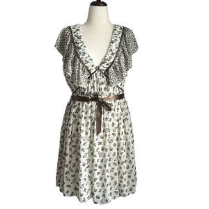 Mango Women’s Floral Cottagecore Flutter Sleeve Dress Size 10 US